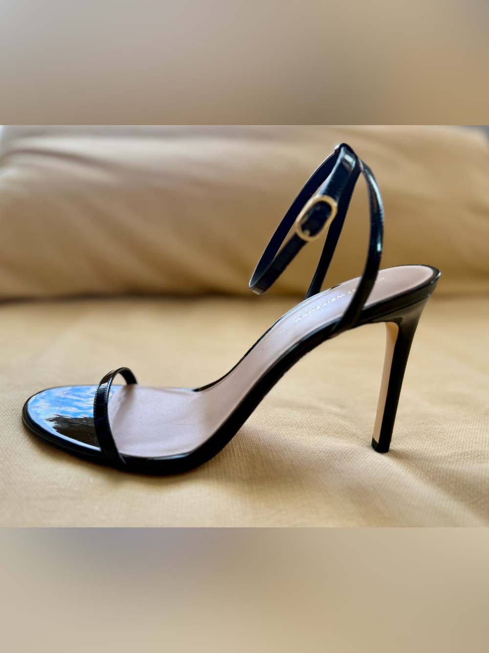 NEW Stuart Weitzman Dancer 95 MM Heels in Patent Black Leather